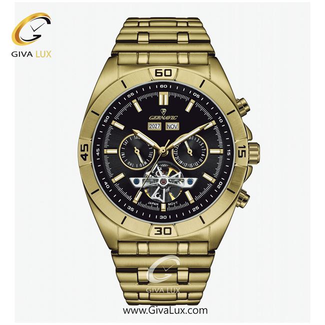 ساعت مچی اورجینال مردانه گرناویک سه موتوره فول تایم طلایی | طلایی| مشکی| کد رفرنس G489