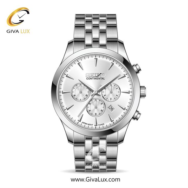 ساعت مچی اورجینال مردانه سیکو (کانتیننتال) | Seiko (Continental)  سه موتوره کرنوگراف نقره ای | نقره ای| نقره ای| کد رفرنس 0425