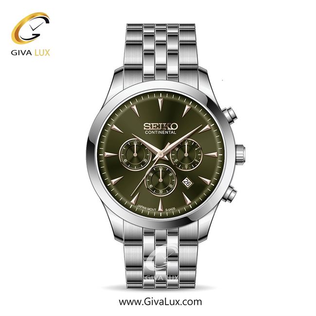 ساعت مچی اورجینال مردانه سیکو (کانتیننتال) | Seiko (Continental)  سه موتوره کرنوگراف نقره ای | نقره ای| زیتونی| کد رفرنس 0425