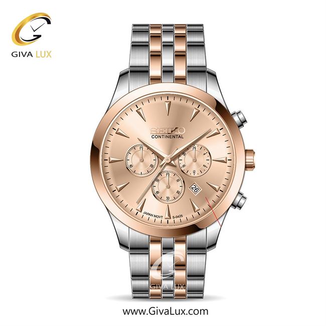 ساعت مچی اورجینال مردانه سیکو (کانتیننتال) | Seiko (Continental)  سه موتوره کرنوگراف رزگلد | رزگلد-نقره ای| رزگلد| کد رفرنس 0425