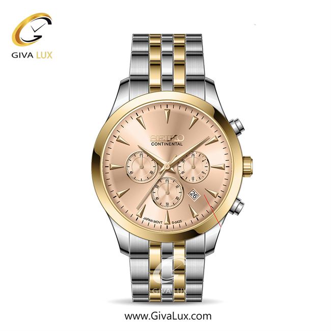 ساعت مچی اورجینال مردانه سیکو (کانتیننتال) | Seiko (Continental)  سه موتوره کرنوگراف طلایی | نقره ای-طلایی| رزگلد| کد رفرنس 0425