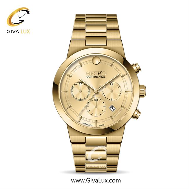ساعت مچی اورجینال مردانه سیکو (کانتیننتال) | Seiko (Continental)  سه موتوره کرنوگراف طلایی | طلایی| طلایی| کد رفرنس 0426