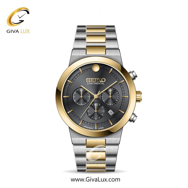 ساعت مچی اورجینال مردانه سیکو (کانتیننتال) | Seiko (Continental)  سه موتوره کرنوگراف طلایی | نقره ای-طلایی| دودی|تیتانیوم| کد رفرنس 0426