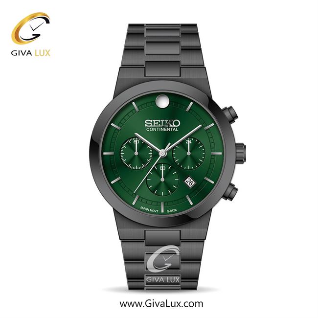 ساعت مچی اورجینال مردانه سیکو (کانتیننتال) | Seiko (Continental)  سه موتوره کرنوگراف مشکی | مشکی| سبز یشمی تیره| کد رفرنس 0426