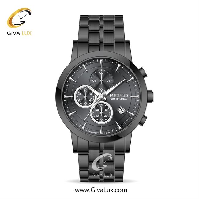 ساعت مچی اورجینال مردانه سیکو (کانتیننتال) | Seiko (Continental)  سه موتوره کرنوگراف مشکی | مشکی| مشکی| کد رفرنس 0428