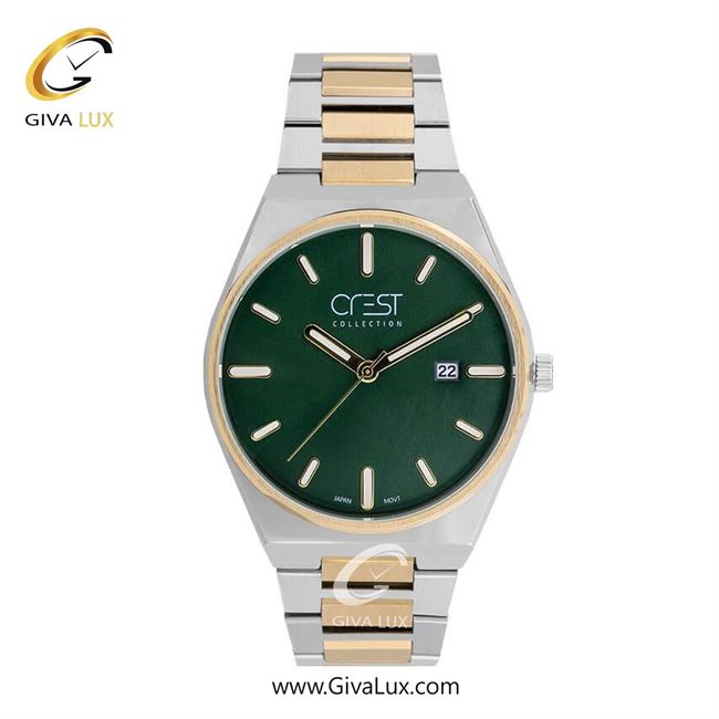 ساعت مچی اورجینال مردانه کرست طلایی | نقره ای-طلایی| سبز یشمی تیره| کد رفرنس Crest 6287-2