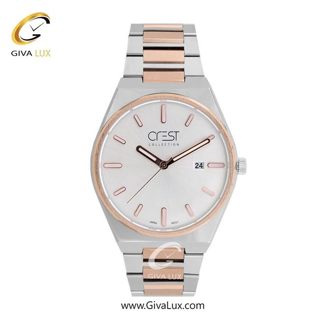 ساعت مچی اورجینال مردانه کرست رزگلد | نقره ای-رزگلد| نقره ای| کد رفرنس Crest 6287-3