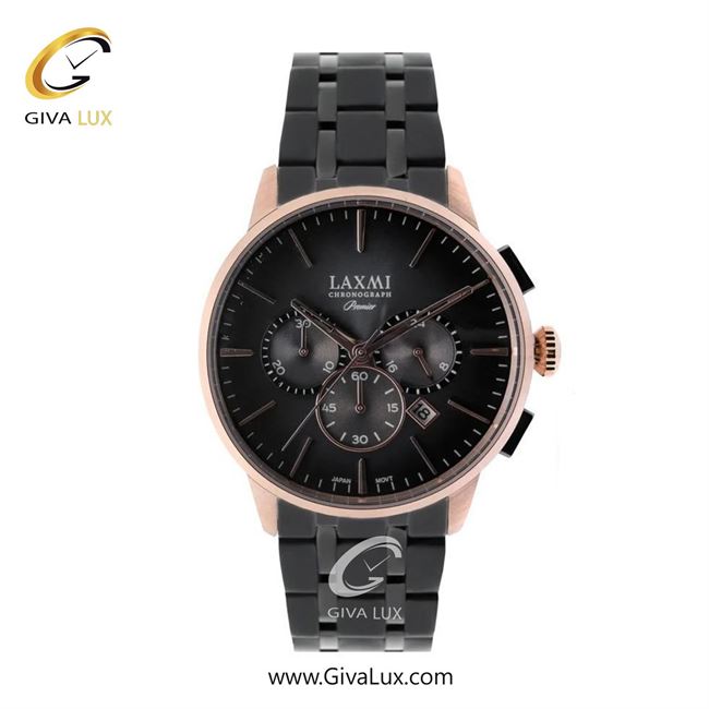 ساعت مچی اورجینال مردانه لاکسمی سه موتوره کرنوگراف رزگلد | مشکی| مشکی| کد رفرنس 8119-1G