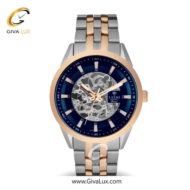 ساعت مچی اورجینال مردانه لاکسمی رزگلد | نقره ای-رزگلد| سرمه ای| کد رفرنس 8514-8G