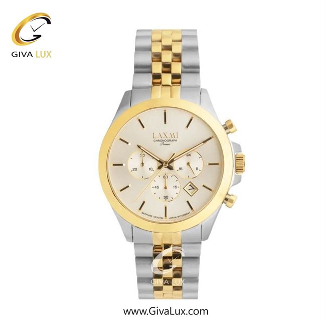 ساعت مچی اورجینال مردانه لاکسمی سه موتوره کرنوگراف طلایی | طلایی-نقره ای| کرم| کد رفرنس 8517-3G