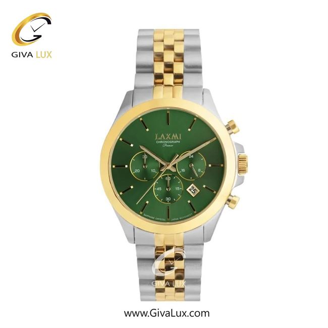 ساعت مچی اورجینال مردانه لاکسمی سه موتوره کرنوگراف طلایی | طلایی-نقره ای| سبز| کد رفرنس 8517-4G