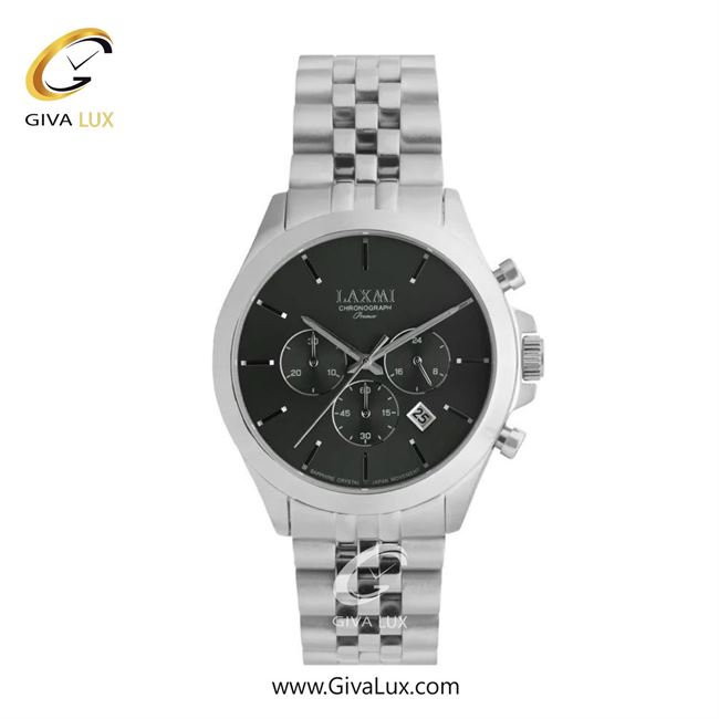 ساعت مچی اورجینال مردانه لاکسمی سه موتوره کرنوگراف نقره ای | نقره ای| مشکی| کد رفرنس 8517-5G