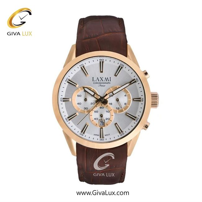 ساعت مچی اورجینال مردانه لاکسمی سه موتوره کرنوگراف رزگلد | قهوه ای| نقره ای| کد رفرنس 8543-4G