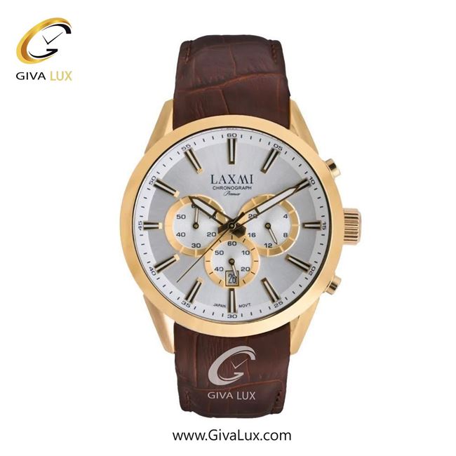 ساعت مچی اورجینال مردانه لاکسمی سه موتوره کرنوگراف طلایی | قهوه ای| نقره ای| کد رفرنس 8543-5G
