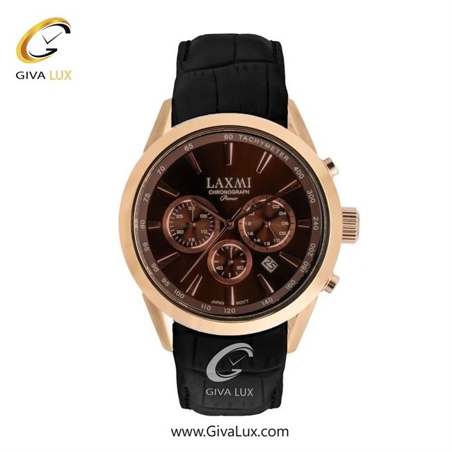 ساعت مچی اورجینال مردانه لاکسمی سه موتوره کرنوگراف رزگلد | مشکی| قهوه ای| کد رفرنس 8544-10G