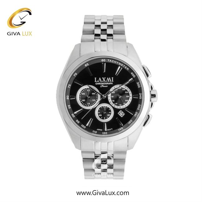 ساعت مچی اورجینال مردانه لاکسمی سه موتوره کرنوگراف نقره ای | نقره ای| مشکی| کد رفرنس 8544-13G