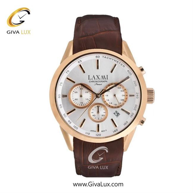 ساعت مچی اورجینال مردانه لاکسمی سه موتوره کرنوگراف رزگلد | قهوه ای| نقره ای| کد رفرنس 8544-7G