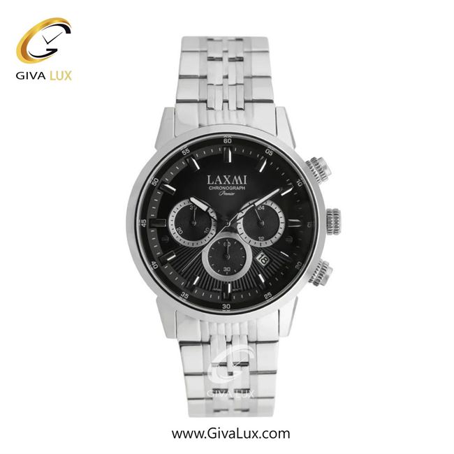 ساعت مچی اورجینال مردانه لاکسمی سه موتوره کرنوگراف نقره ای | نقره ای| مشکی| کد رفرنس 8546-10G