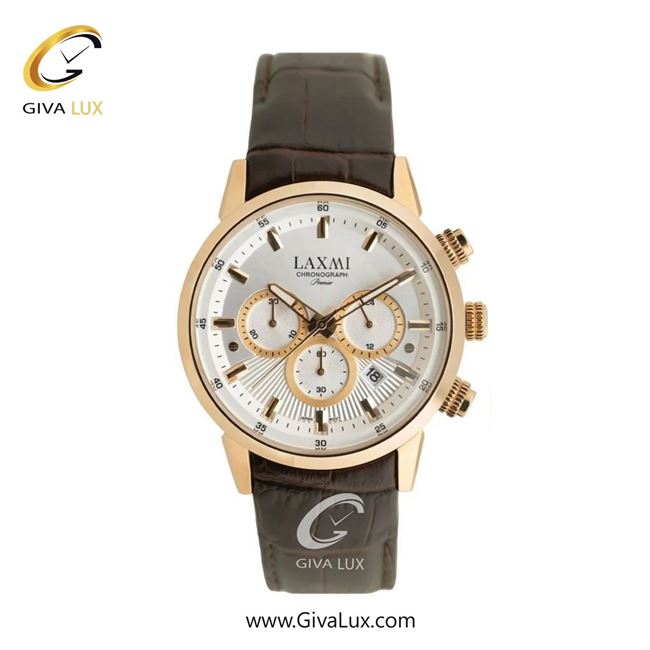 ساعت مچی اورجینال مردانه لاکسمی سه موتوره کرنوگراف رزگلد | قهوه ای| نقره ای| کد رفرنس 8546-11G