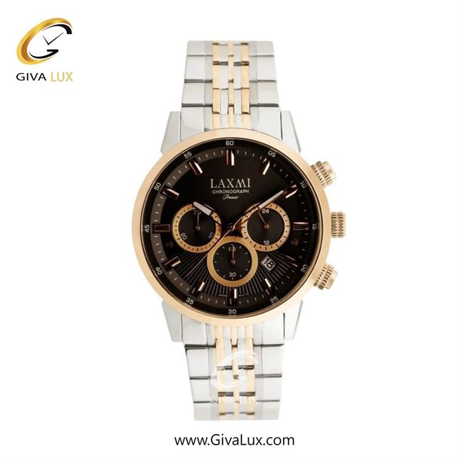 ساعت مچی اورجینال مردانه لاکسمی سه موتوره کرنوگراف رزگلد | نقره ای-رزگلد| مشکی| کد رفرنس 8546-7G