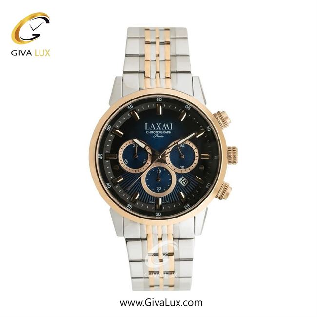 ساعت مچی اورجینال مردانه لاکسمی سه موتوره کرنوگراف رزگلد | رزگلد-نقره ای| سرمه ای| کد رفرنس 8546-9G