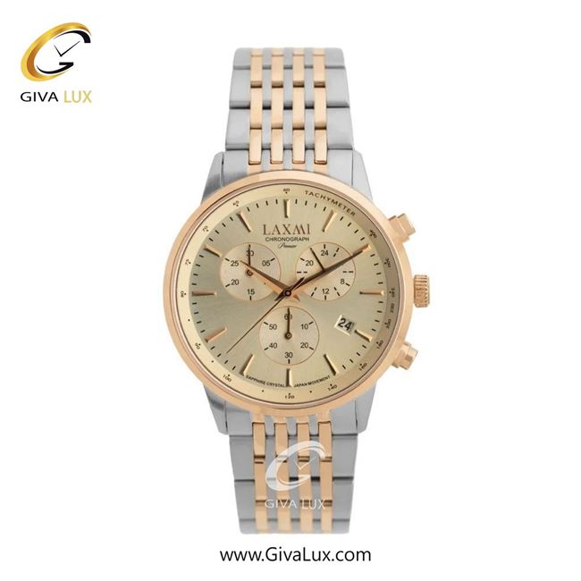 ساعت مچی اورجینال مردانه لاکسمی سه موتوره کرنوگراف رزگلد | رزگلد-نقره ای| شامپاینی| کد رفرنس 8562-6G
