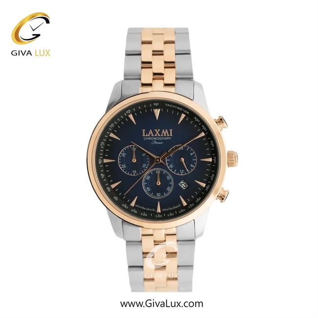 ساعت مچی اورجینال مردانه لاکسمی سه موتوره کرنوگراف رزگلد | رزگلد-نقره ای| سرمه ای| کد رفرنس 8563-2G