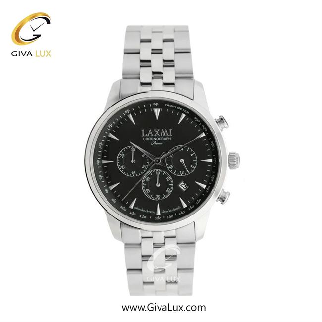 ساعت مچی اورجینال مردانه لاکسمی سه موتوره کرنوگراف نقره ای | نقره ای| مشکی| کد رفرنس 8563-7G