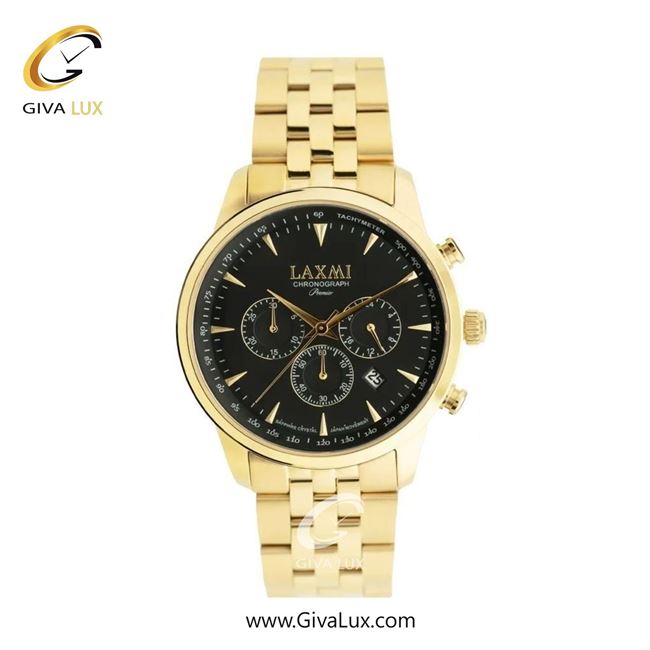 ساعت مچی اورجینال مردانه لاکسمی سه موتوره کرنوگراف طلایی | طلایی| مشکی| کد رفرنس 8563-8G