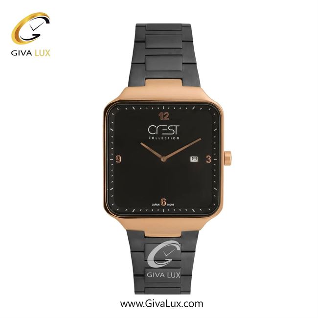 ساعت مچی اورجینال مردانه کرست رزگلد | تیتانیوم| مشکی| کد رفرنس Crest 9053-10