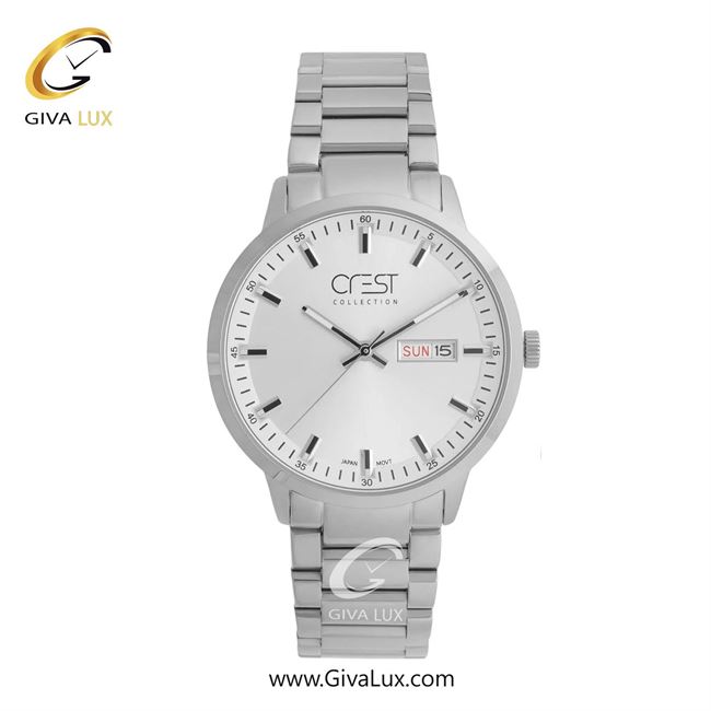 ساعت مچی اورجینال مردانه کرست نقره ای | نقره ای| سفید| کد رفرنس Crest 9055-1