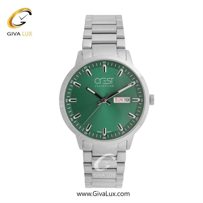 ساعت مچی اورجینال مردانه کرست نقره ای | نقره ای| سبز| کد رفرنس Crest 9055-4