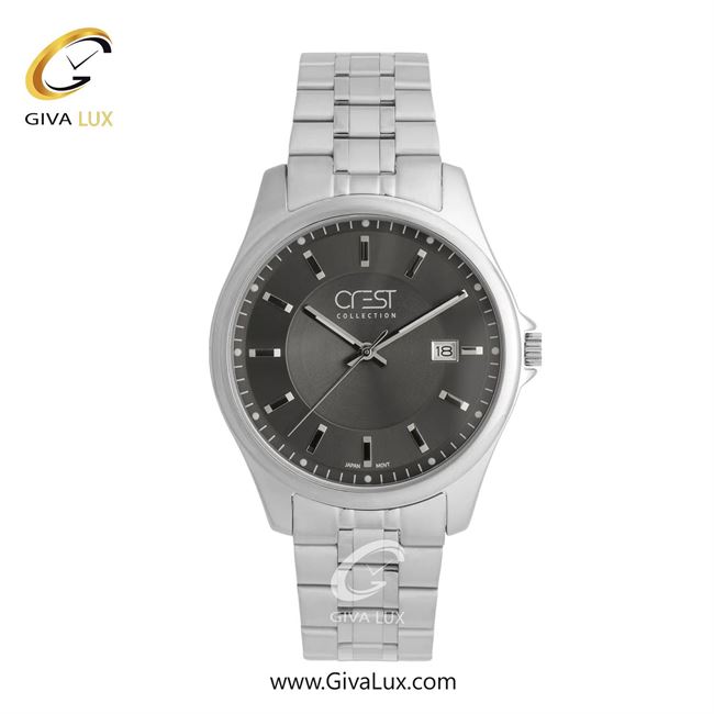 ساعت مچی اورجینال مردانه کرست نقره ای | نقره ای| دودی|تیتانیوم| کد رفرنس Crest 9057-2