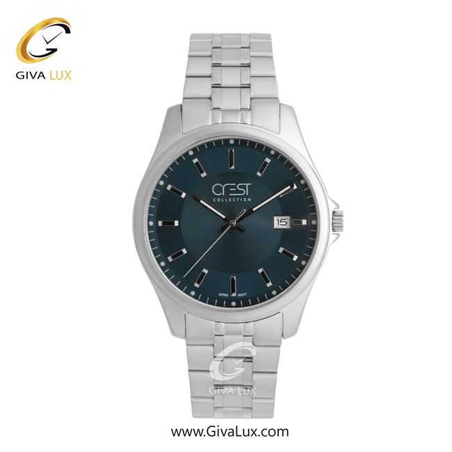 ساعت مچی اورجینال مردانه کرست نقره ای | نقره ای| سرمه ای| کد رفرنس Crest 9057-3
