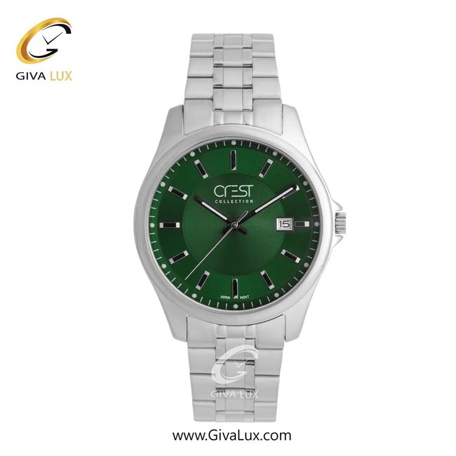ساعت مچی اورجینال مردانه کرست نقره ای | نقره ای| سبز یشمی تیره| کد رفرنس Crest 9057-4