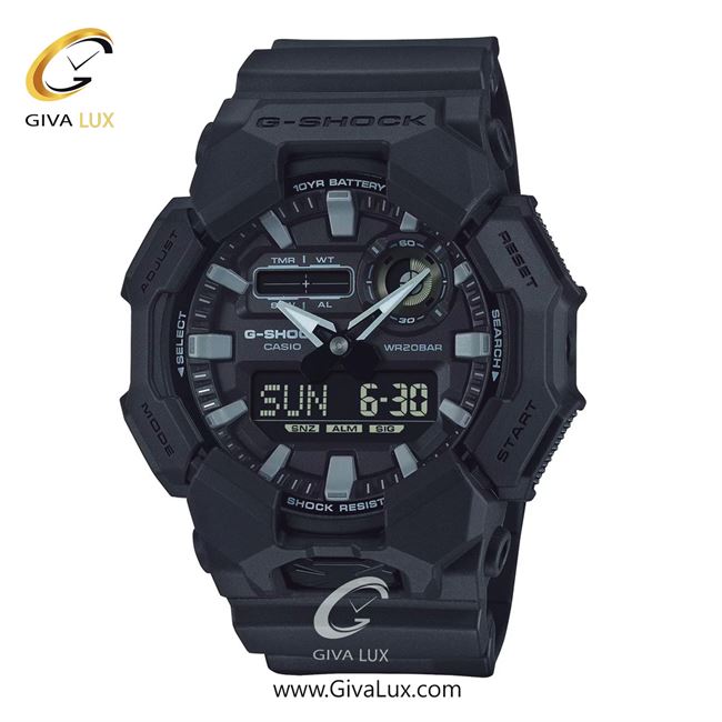 ساعت مچی اورجینال مردانه کاسیو Casio دو زمانه مشکی | مشکی| مشکی| کد رفرنس جی شاک G-Shock GA-010-1A1DR