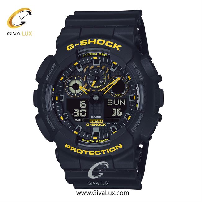 ساعت مچی اورجینال مردانه کاسیو Casio دو زمانه مشکی | مشکی| مشکی| کد رفرنس جی شاک G-Shock GA-100CY-1ADR