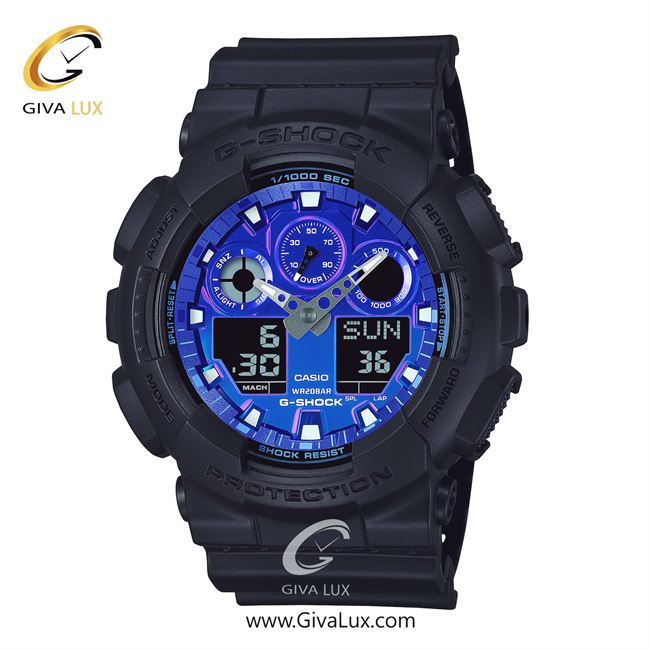 ساعت مچی اورجینال مردانه کاسیو Casio دو زمانه مشکی | مشکی| آبی کاربنی| کد رفرنس جی شاک G-Shock GA-100FL-1A
