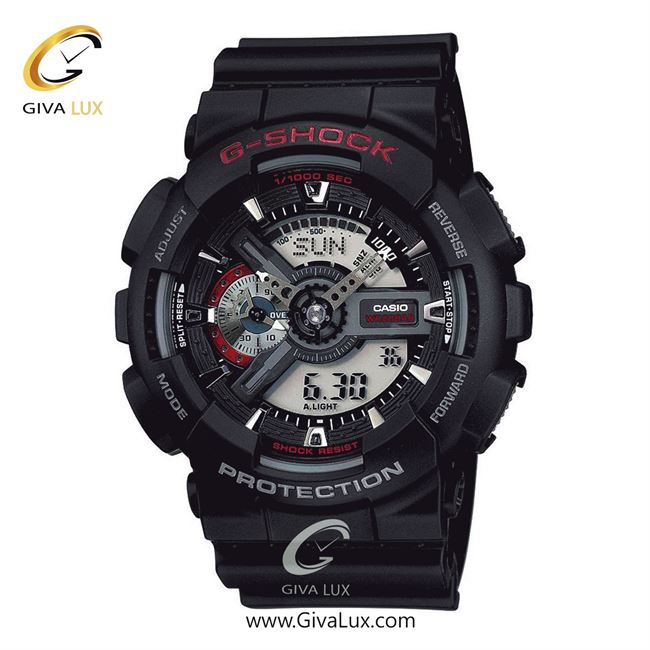 ساعت مچی اورجینال مردانه کاسیو Casio دو زمانه مشکی | مشکی| مشکی| کد رفرنس جی شاک G-Shock GA-110-1ADR