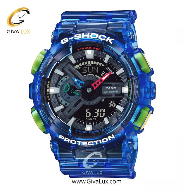 ساعت مچی اورجینال مردانه کاسیو Casio دو زمانه آبی | آبی| مشکی-طوسی| کد رفرنس جی شاک G-Shock GA-110JT-2ADR