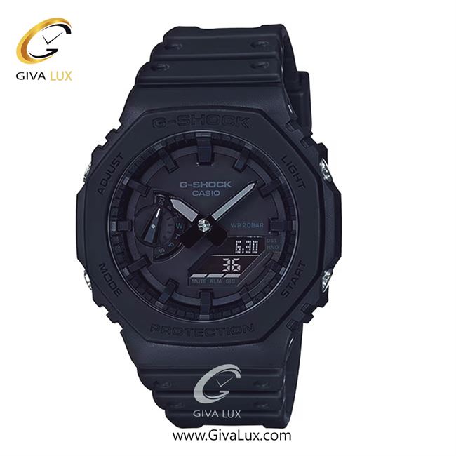 ساعت مچی اورجینال مردانه کاسیو Casio دو زمانه مشکی | مشکی| مشکی| کد رفرنس جی شاک G-Shock GA-2100-1A1DR