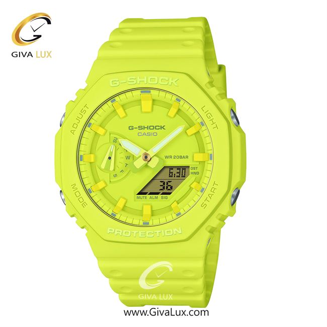 ساعت مچی اورجینال مردانه کاسیو Casio دو زمانه فسفری | فسفری| فسفری| کد رفرنس جی شاک G-Shock GA-2100-9A9DR