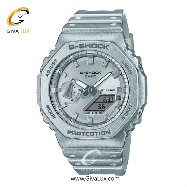 ساعت مچی اورجینال مردانه کاسیو Casio دو زمانه نقره ای | نقره ای| نقره ای| کد رفرنس جی شاک G-Shock GA-2100FF-8ADR