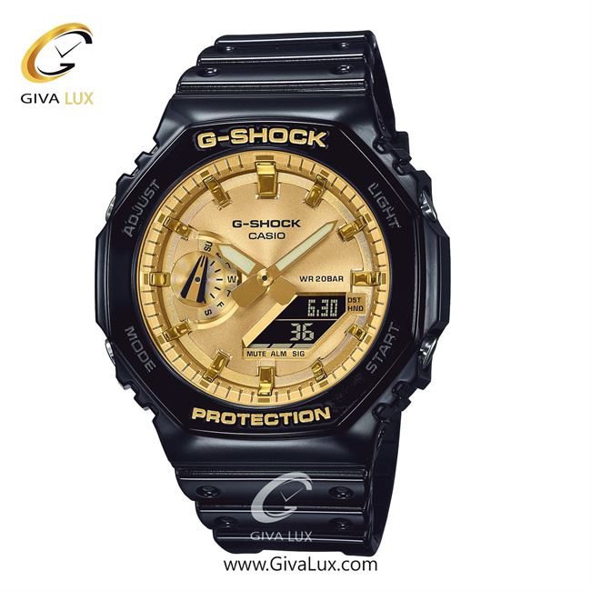 ساعت مچی اورجینال مردانه کاسیو Casio دو زمانه مشکی | مشکی| طلایی| کد رفرنس جی شاک G-Shock GA-2100GB-1ADR