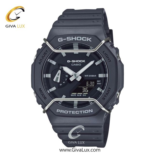 ساعت مچی اورجینال مردانه کاسیو Casio دو زمانه تیتانیوم | تیتانیوم(زغالی)| دودی|تیتانیوم| کد رفرنس جی شاک G-Shock GA-2100PTS-8A