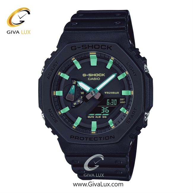 ساعت مچی اورجینال مردانه کاسیو Casio دو زمانه مشکی | مشکی| مشکی| کد رفرنس جی شاک G-Shock GA-2100RC-1A