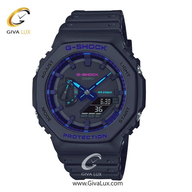 ساعت مچی اورجینال مردانه کاسیو Casio دو زمانه مشکی | مشکی| مشکی| کد رفرنس جی شاک G-Shock GA-2100VB-1ADR