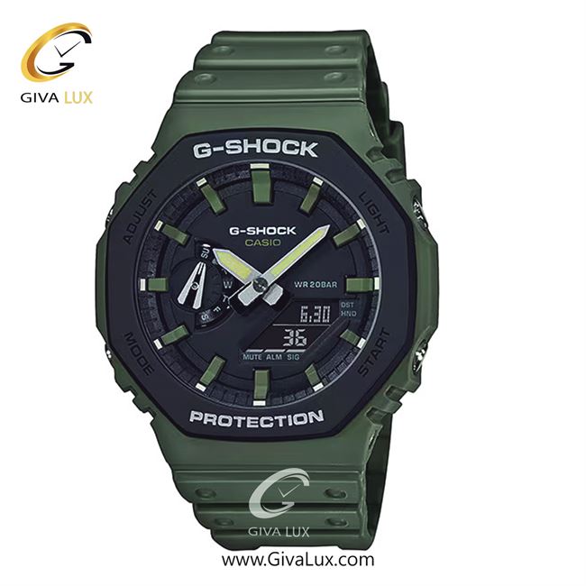 ساعت مچی اورجینال مردانه کاسیو Casio دو زمانه سبز | سبز| مشکی| کد رفرنس جی شاک G-Shock GA-2110SU-3ADR
