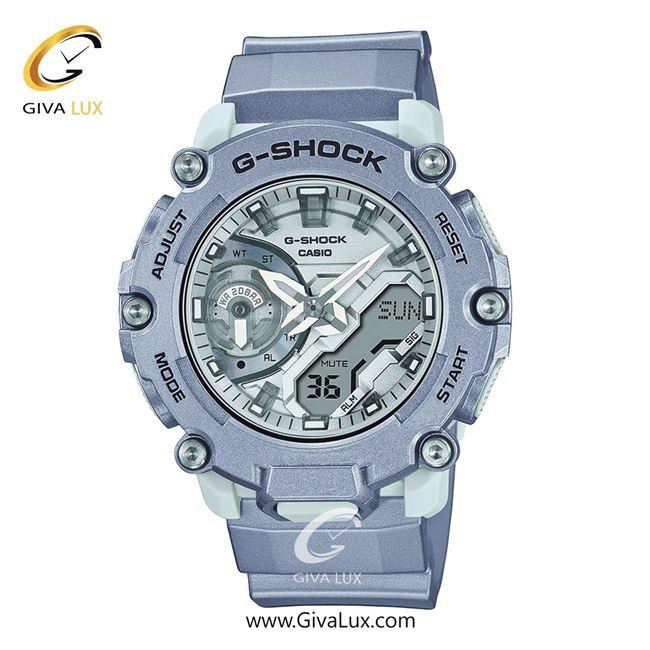 ساعت مچی اورجینال مردانه کاسیو Casio دو زمانه طوسی | طوسی| نقره ای| کد رفرنس جی شاک G-Shock GA-2200FF-8ADR