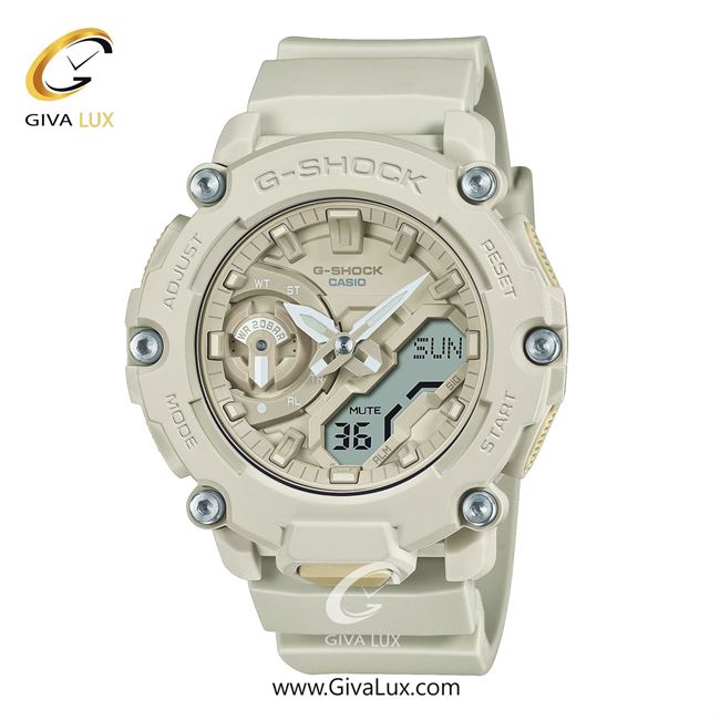 ساعت مچی اورجینال مردانه کاسیو Casio دو زمانه شیری | شیری| شیری| کد رفرنس جی شاک G-Shock GA-2200NC-7ADR